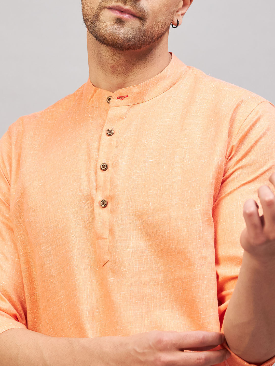 VM by Vastramay Men's Orange Cotton Blend Kurta - Distacart