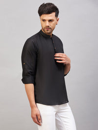 Thumbnail for VM by Vastramay Men's Black Cotton Blend Kurta - Distacart