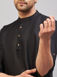 Thumbnail for VM by Vastramay Men's Black Cotton Blend Kurta - Distacart