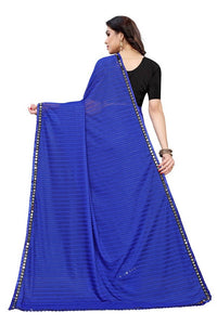Thumbnail for Vamika Blue Malai Silk Printed Saree (Zigzag Blue)