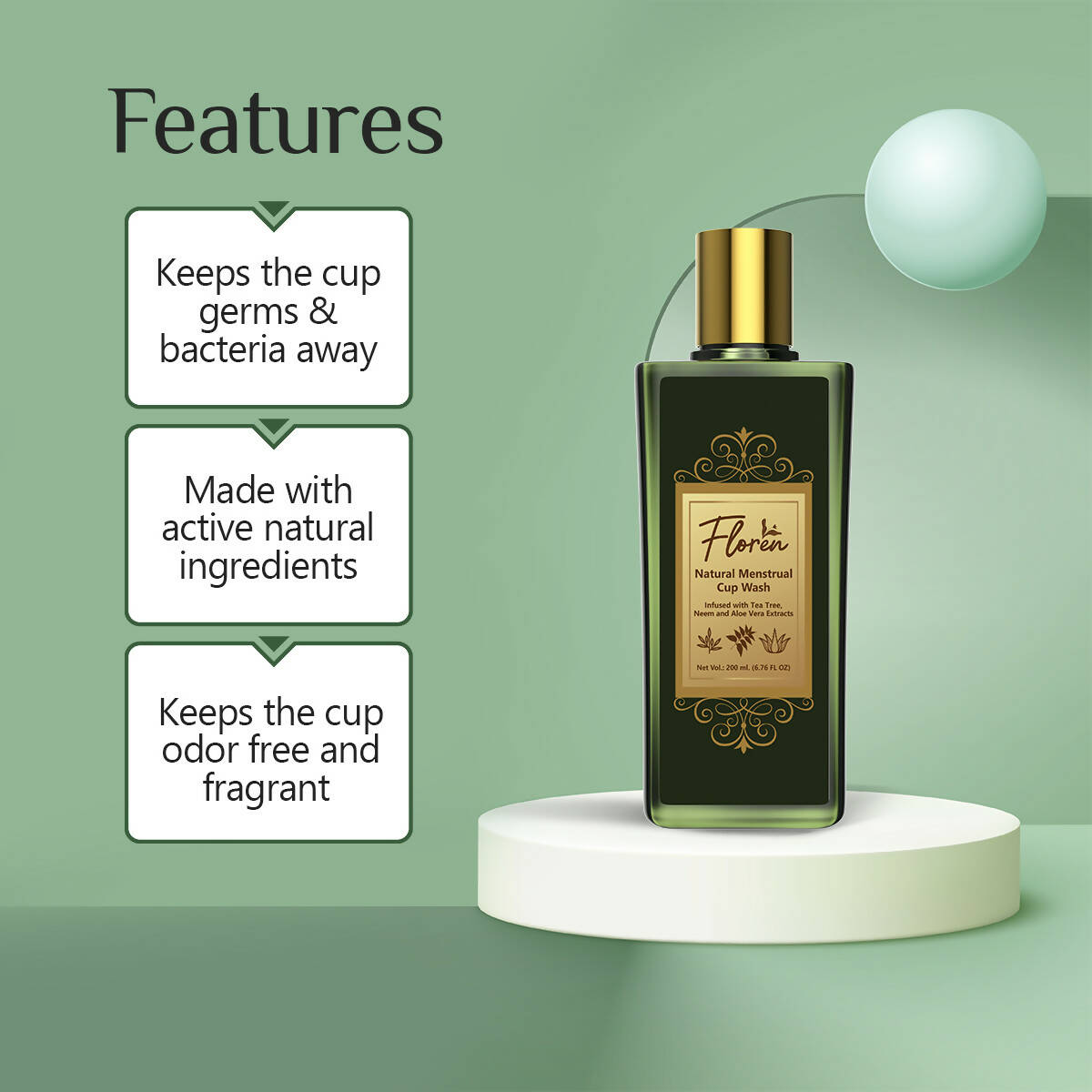 Floren Reusable Menstrual Cup with Menstrual Cup Wash for Women - Distacart