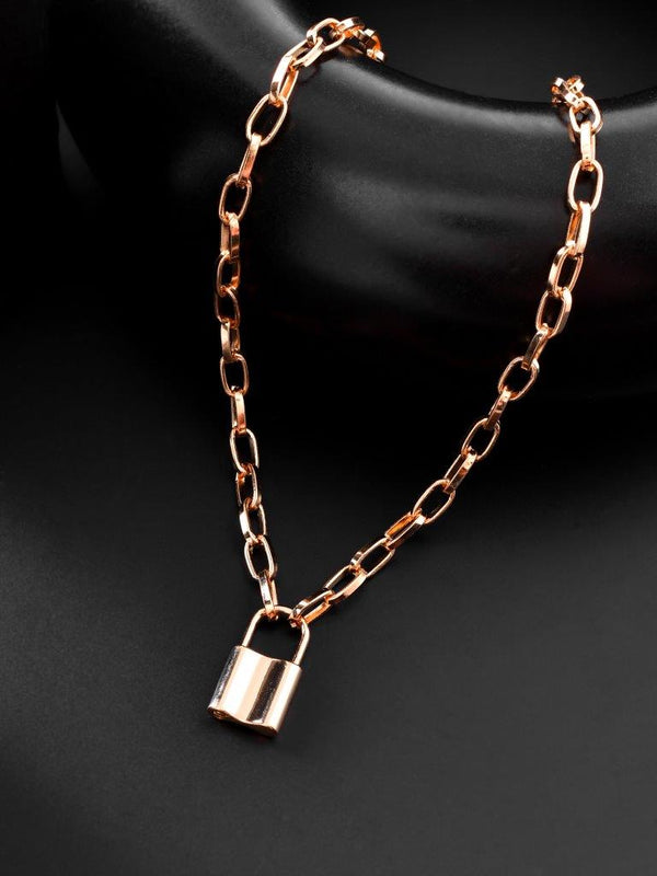 VOJ Mens Gold Plated Lock Chain - Distacart