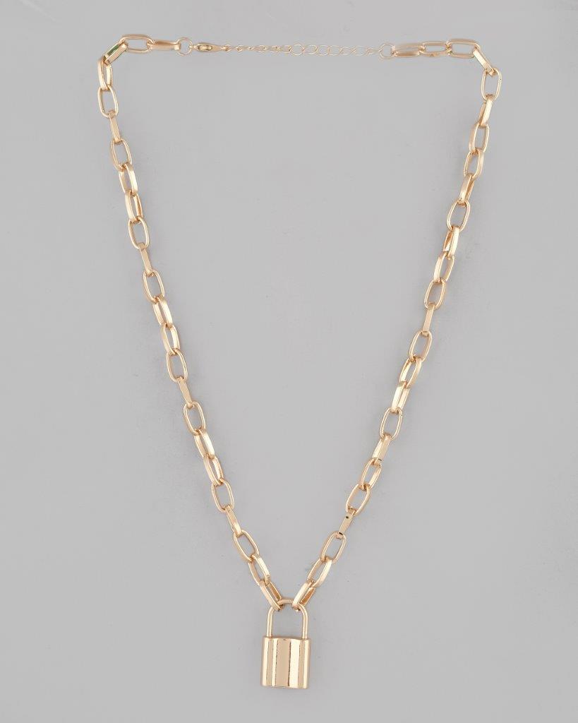 VOJ Mens Gold Plated Lock Chain - Distacart