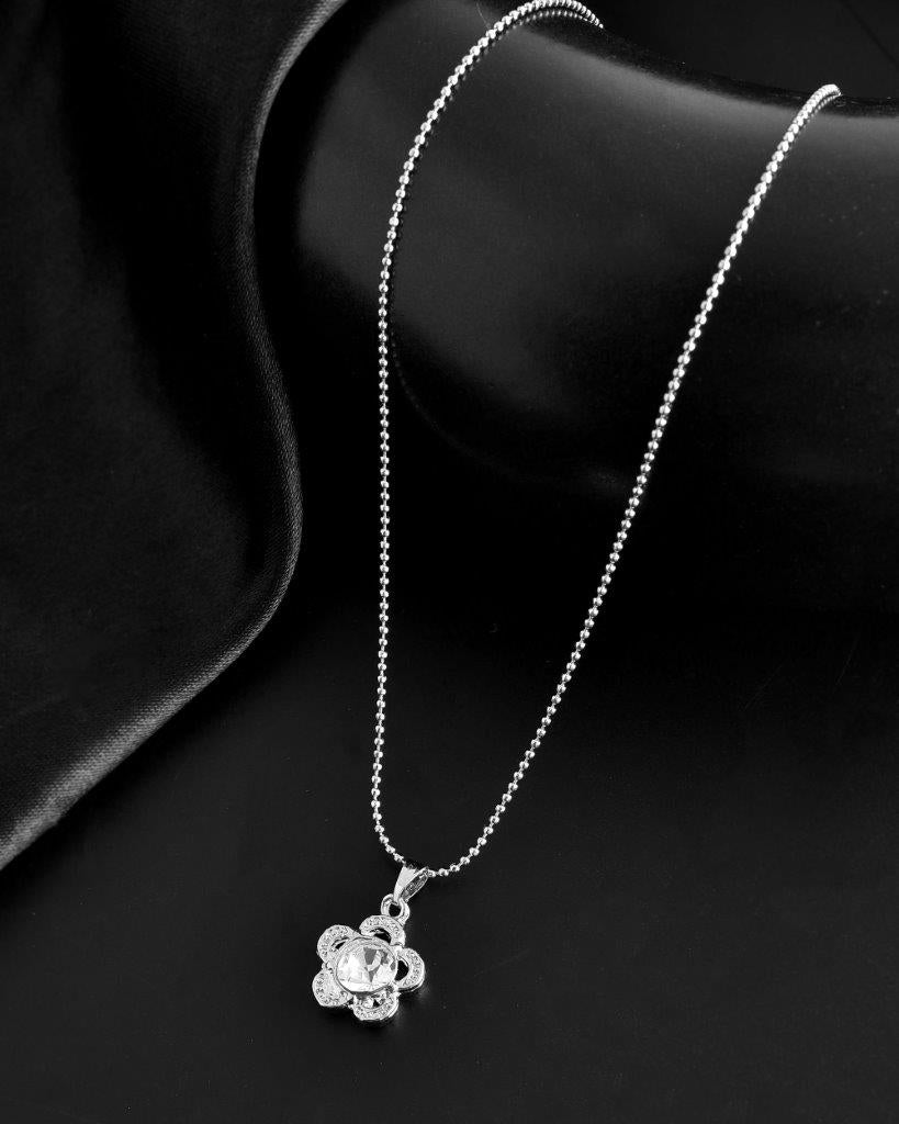 VOJ Silver Plated Flower Pandent Chain - Distacart