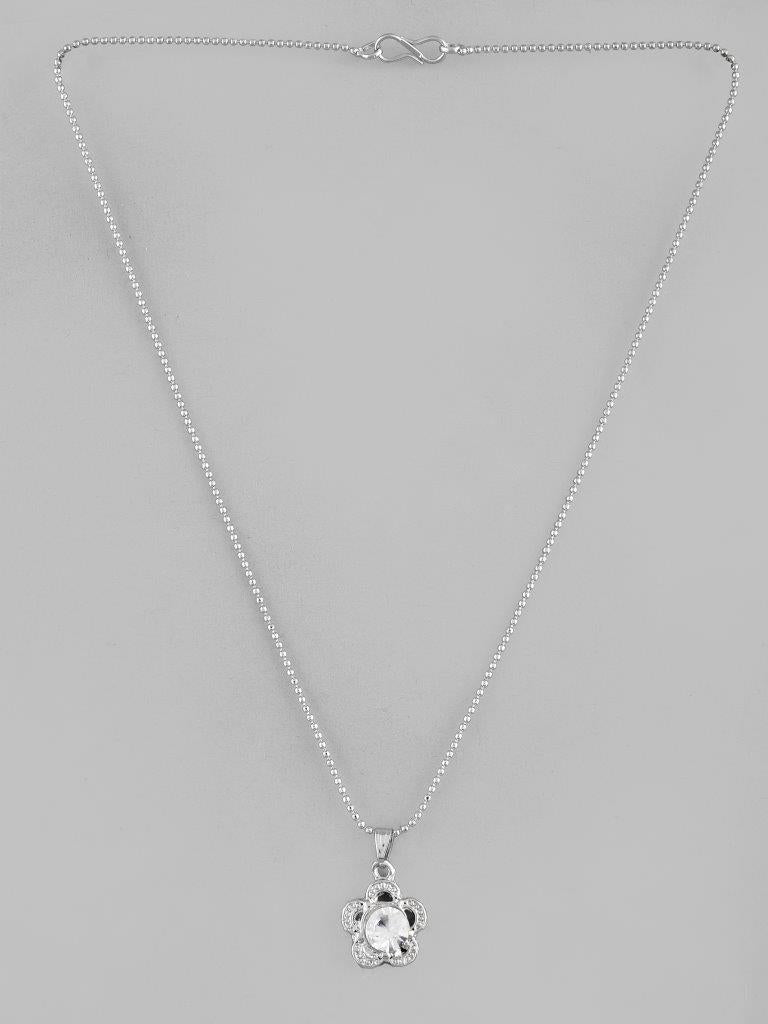 VOJ Silver Plated Flower Pandent Chain - Distacart