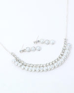 Thumbnail for VOJ Silver Plated White Pearl Studded Choker Jewellery Set - Distacart