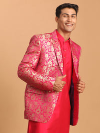 Thumbnail for Shrestha by Vastramay Men's Pink Jaquard Blazer - Distacart