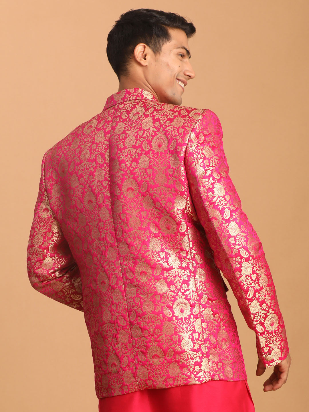 Shrestha by Vastramay Men's Pink Jaquard Blazer - Distacart