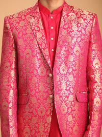 Thumbnail for Shrestha by Vastramay Men's Pink Jaquard Blazer - Distacart