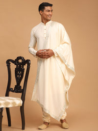 Thumbnail for Shrestha by Vastramay Men's Cream Mirror Work Dupatta - Distacart