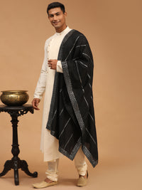 Thumbnail for Shrestha by Vastramay Men's Black Mirror Work Dupatta - Distacart