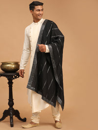 Thumbnail for Shrestha by Vastramay Men's Black Mirror Work Dupatta - Distacart