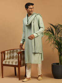 Thumbnail for Shrestha by Vastramay Men's Green Sequins Channderi Dupatta - Distacart