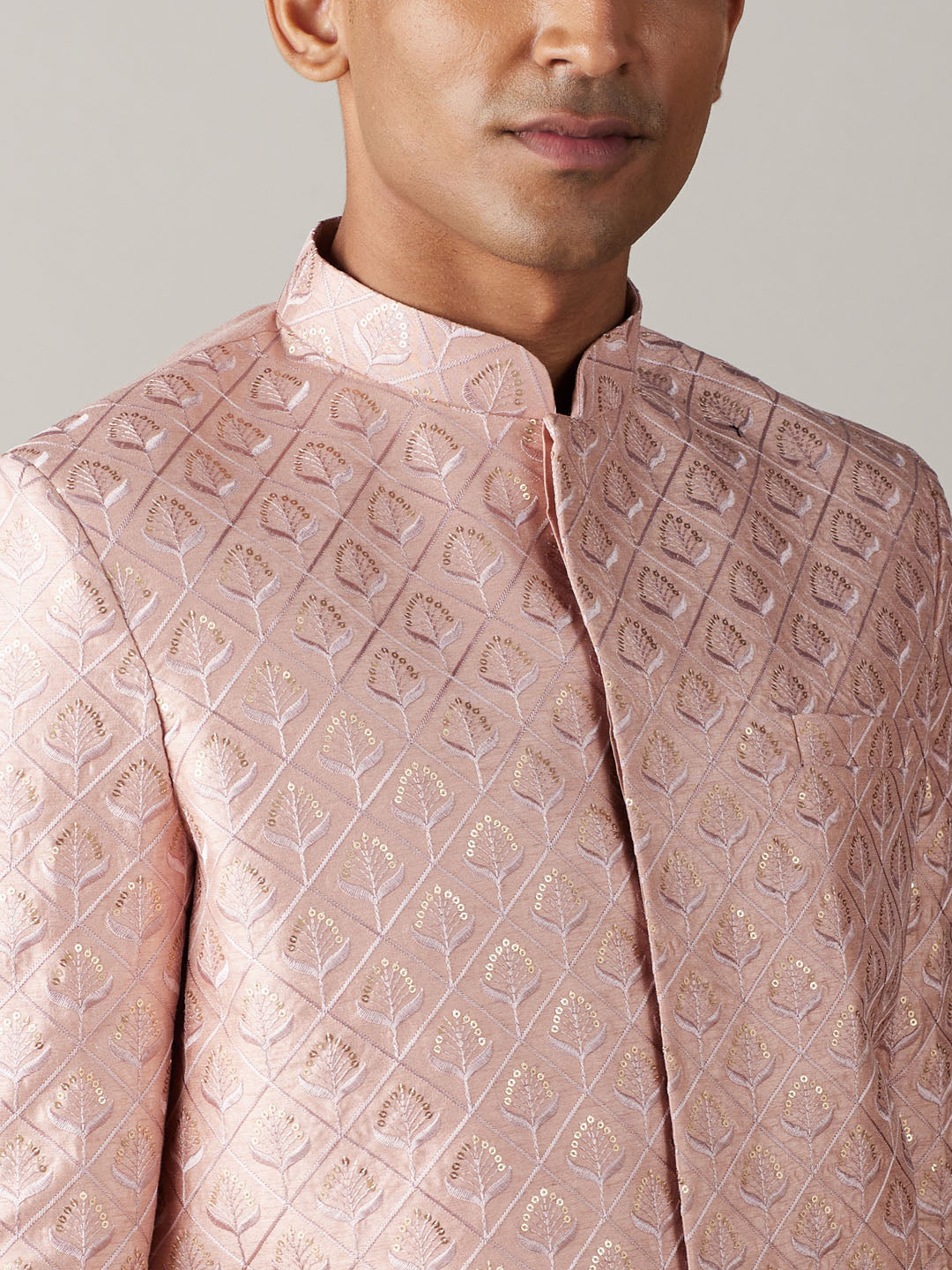 Shrestha by Vastramay Men's Peach Silk Blend Sherwani Set - Distacart