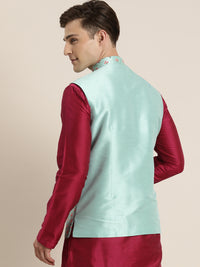 Thumbnail for Shrestha By Vastramay Men's Mint Green Nehru Jacket - Distacart