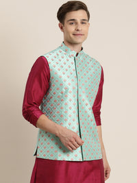 Thumbnail for Shrestha By Vastramay Men's Mint Green Nehru Jacket - Distacart
