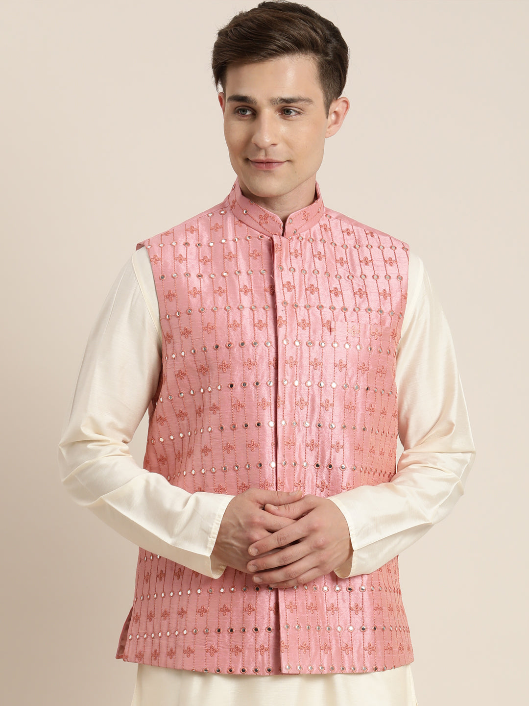 Shrestha By Vastramay Men's Onion Pink Nehru Jacket - Distacart