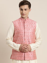 Thumbnail for Shrestha By Vastramay Men's Onion Pink Nehru Jacket - Distacart