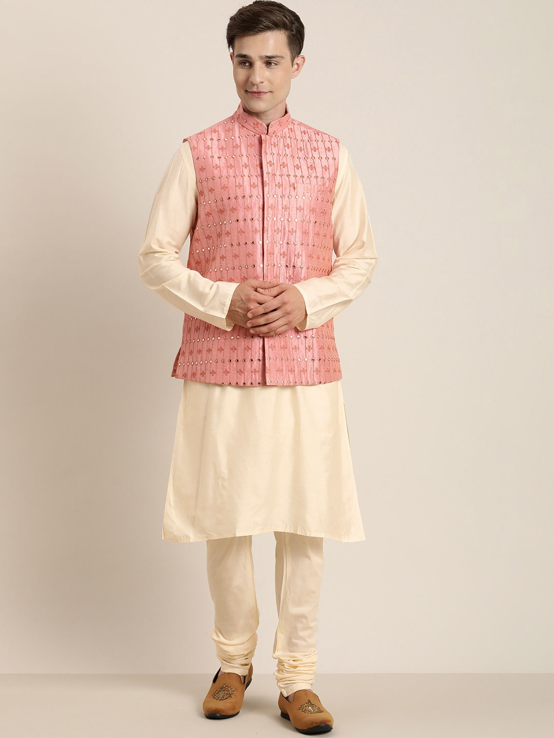 Shrestha By Vastramay Men's Onion Pink Nehru Jacket - Distacart