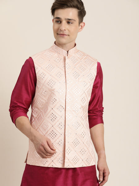 Shrestha By Vastramay Men's Pink Nehru Jacket - Distacart