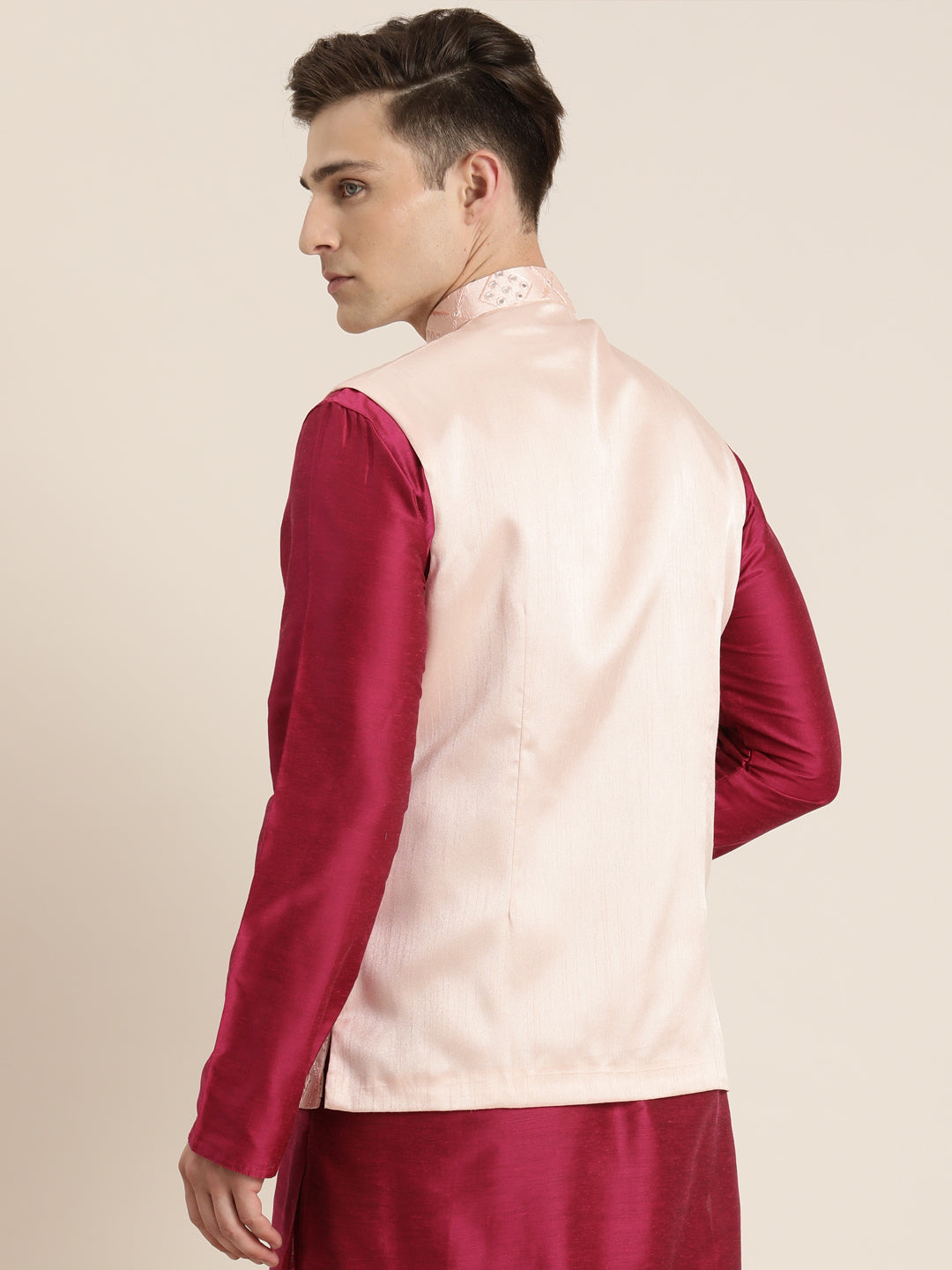 Shrestha By Vastramay Men's Pink Nehru Jacket - Distacart