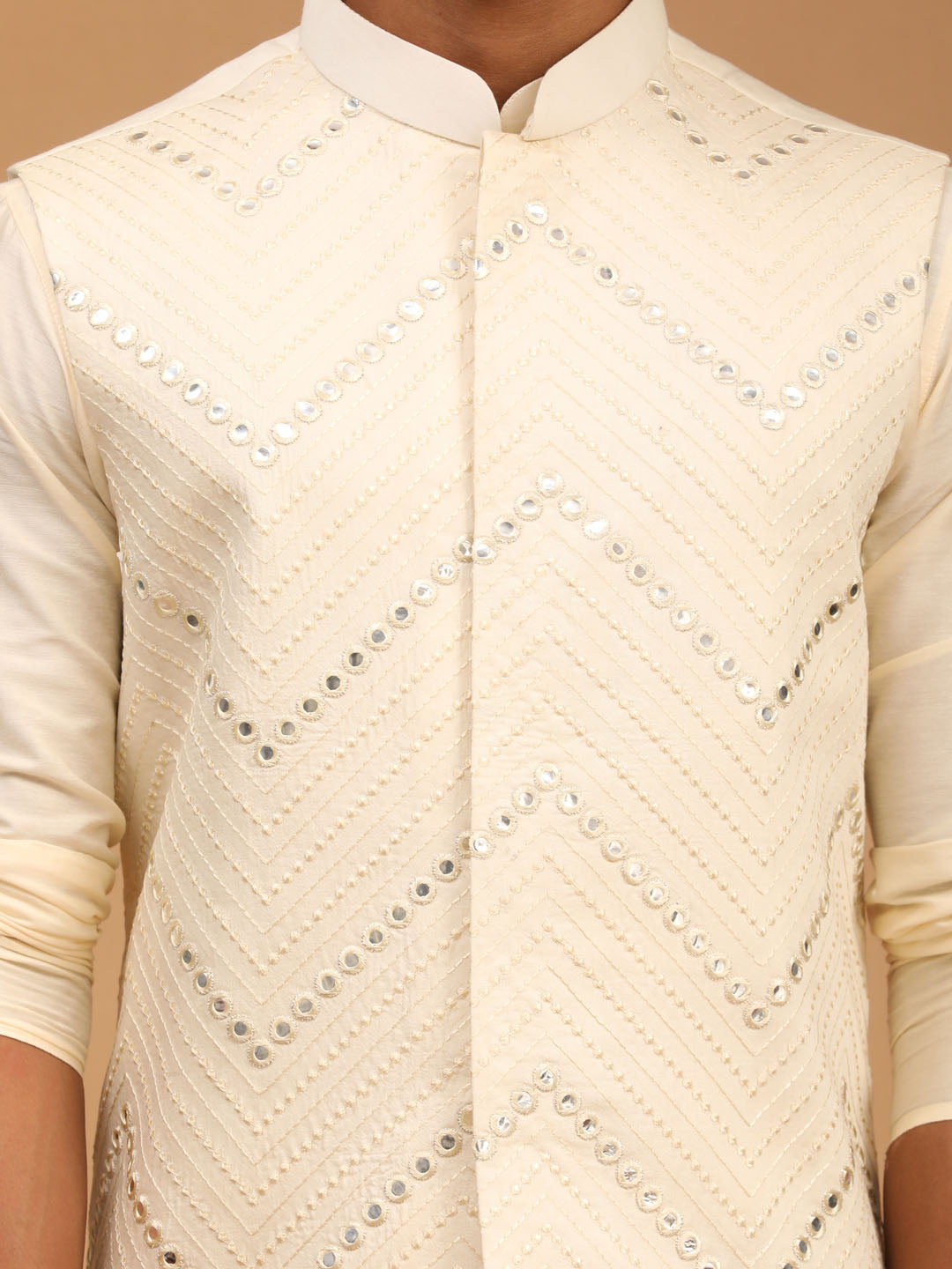 Shrestha by Vastramay Men's Cream Viscose Jacket, Kurta And Pyjama Set - Distacart
