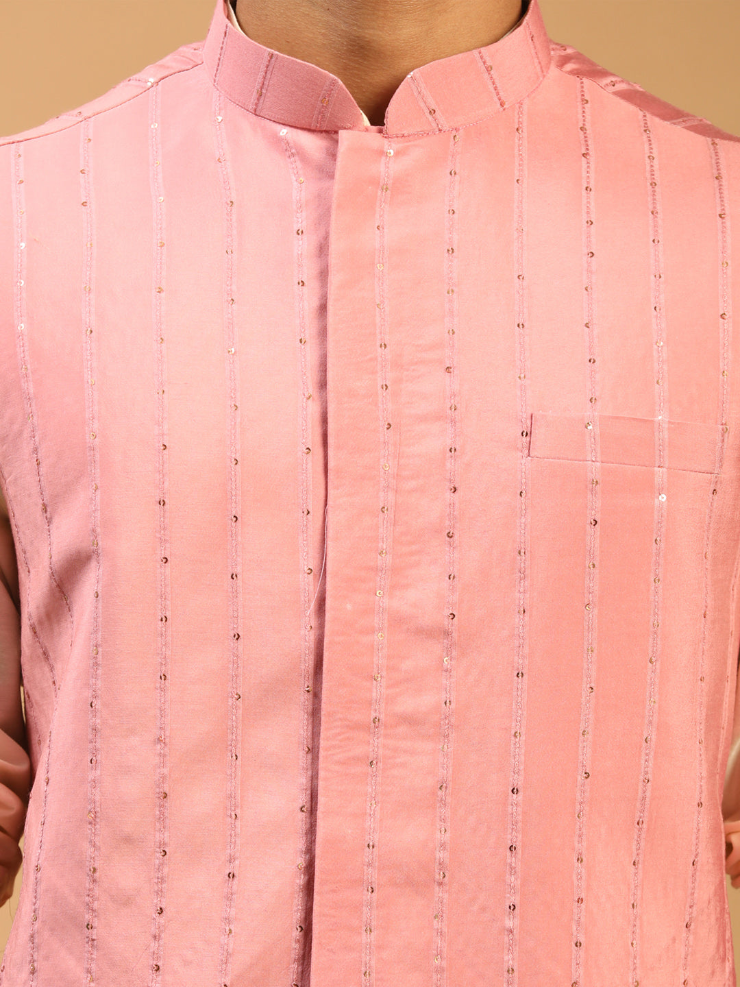 Shrestha By Vastramay Men's Pink Cotton Blend Nehru Jacket - Distacart