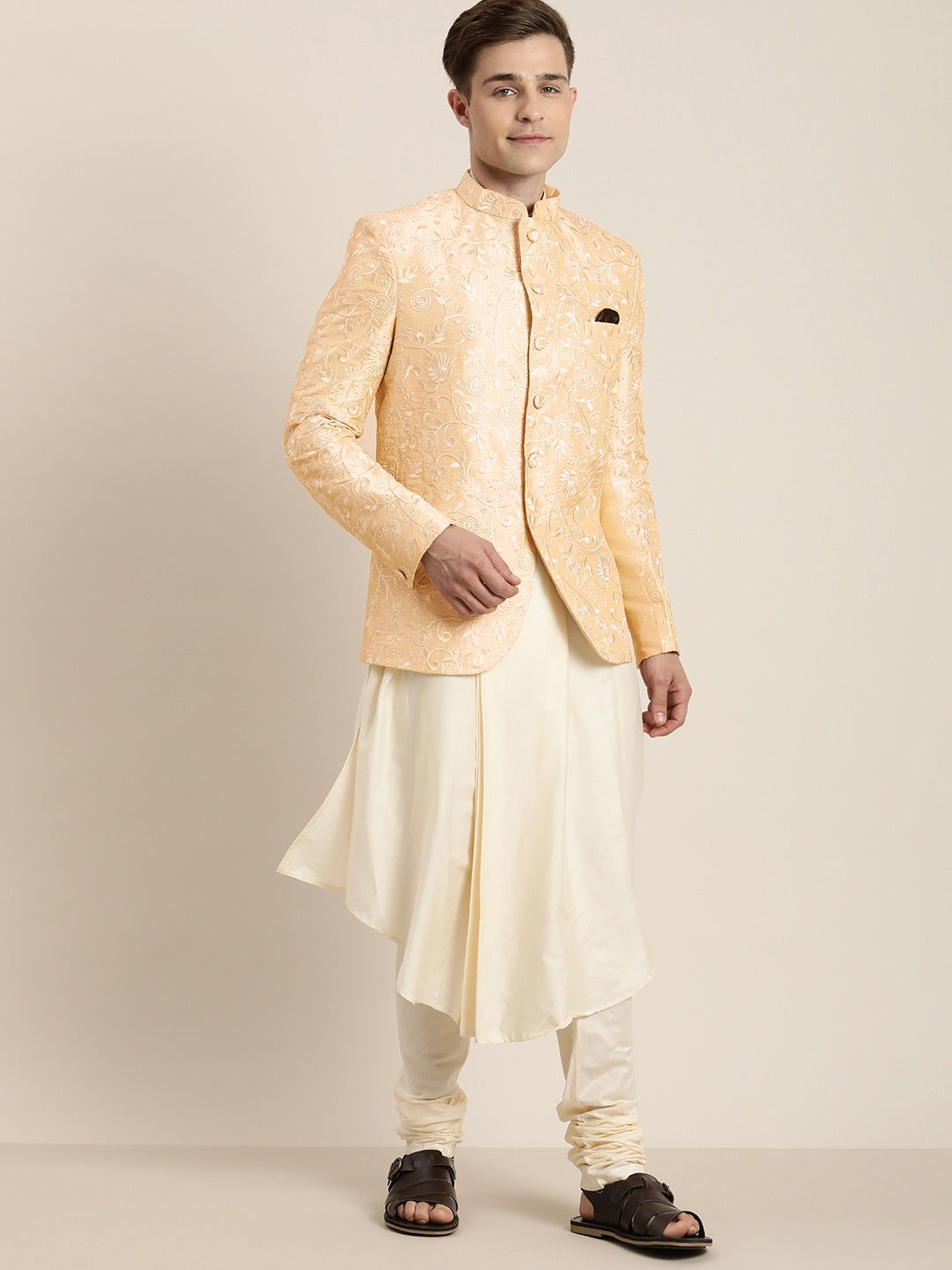 Shrestha By Vastramay Men's Cream Silk Blend Jodhpuri - Distacart