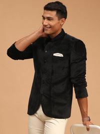 Thumbnail for Shrestha By Vastramay Men's Black Velvet Jodhpuri - Distacart