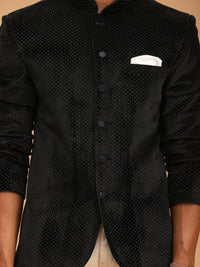 Thumbnail for Shrestha By Vastramay Men's Black Velvet Jodhpuri - Distacart