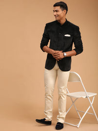 Thumbnail for Shrestha By Vastramay Men's Black Velvet Jodhpuri - Distacart