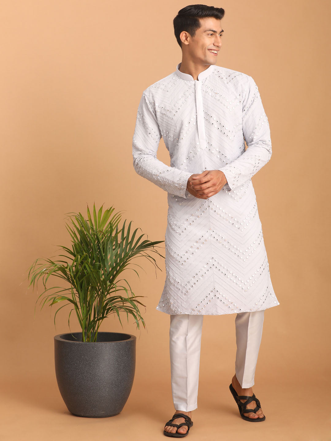 Shrestha by Vastramay Men's Aqua Georgette Kurta Pyjama Set - Distacart