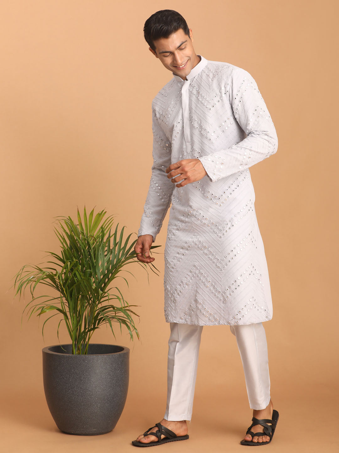 Shrestha by Vastramay Men's Aqua Georgette Kurta Pyjama Set - Distacart