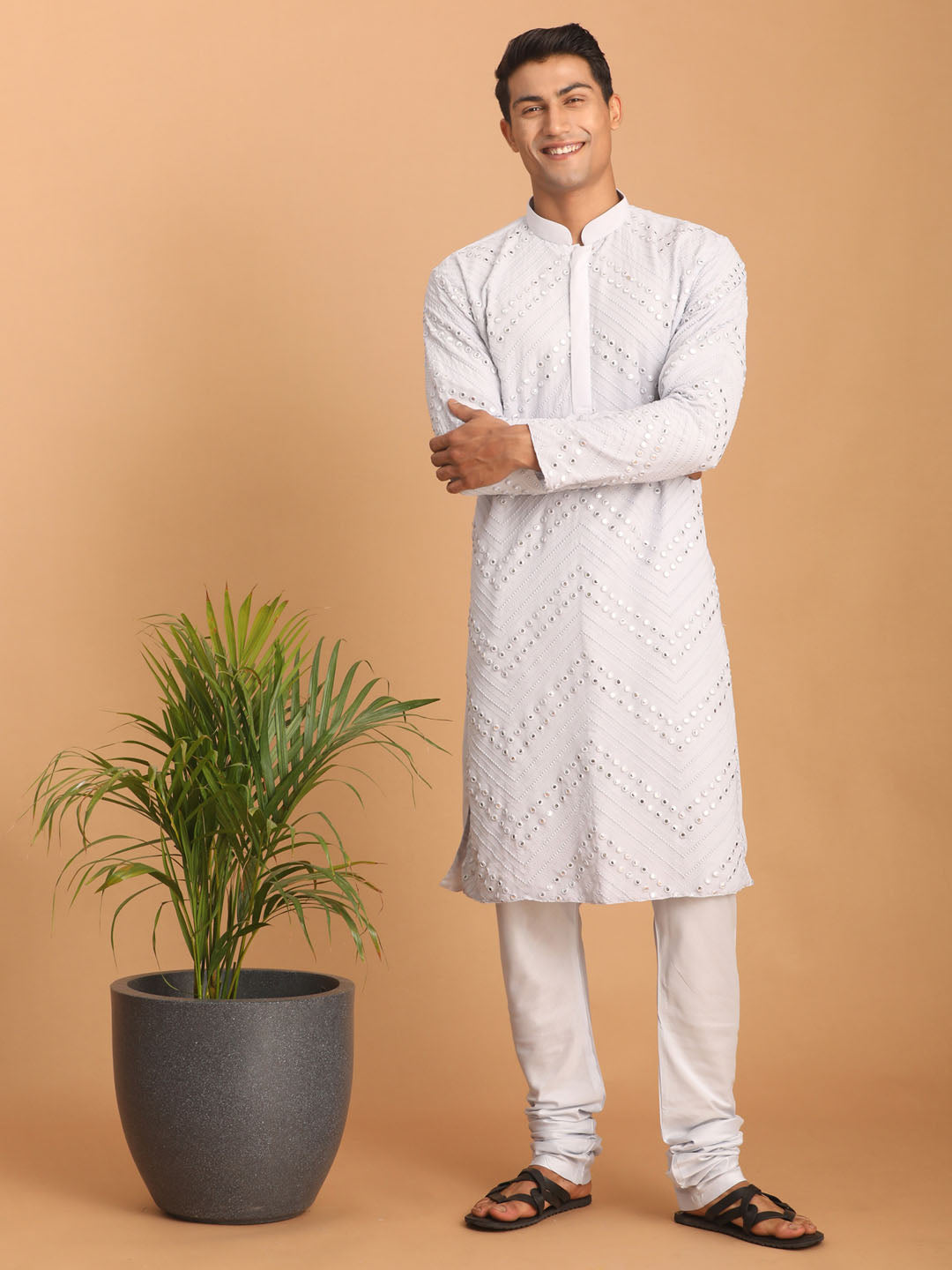 Shrestha by Vastramay Men's Aqua Georgette Kurta Pyjama Set - Distacart