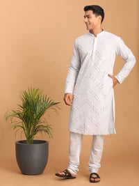 Thumbnail for Shrestha by Vastramay Men's Aqua Georgette Kurta Pyjama Set - Distacart
