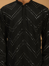 Thumbnail for Shrestha by Vastramay Men's Black Georgette Kurta Pyjama Set - Distacart