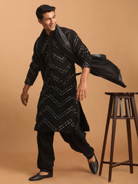 Thumbnail for Shrestha by Vastramay Men's Black Georgette Kurta And Patiala Set - Distacart