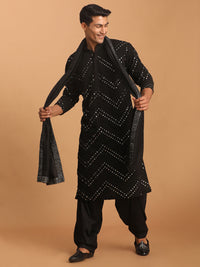 Thumbnail for Shrestha by Vastramay Men's Black Georgette Kurta And Patiala Set - Distacart