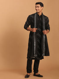 Thumbnail for Shrestha by Vastramay Men's Black Georgette Kurta Pyjama Set - Distacart