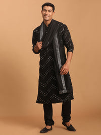 Thumbnail for Shrestha by Vastramay Men's Black Georgette Kurta Pyjama Set - Distacart