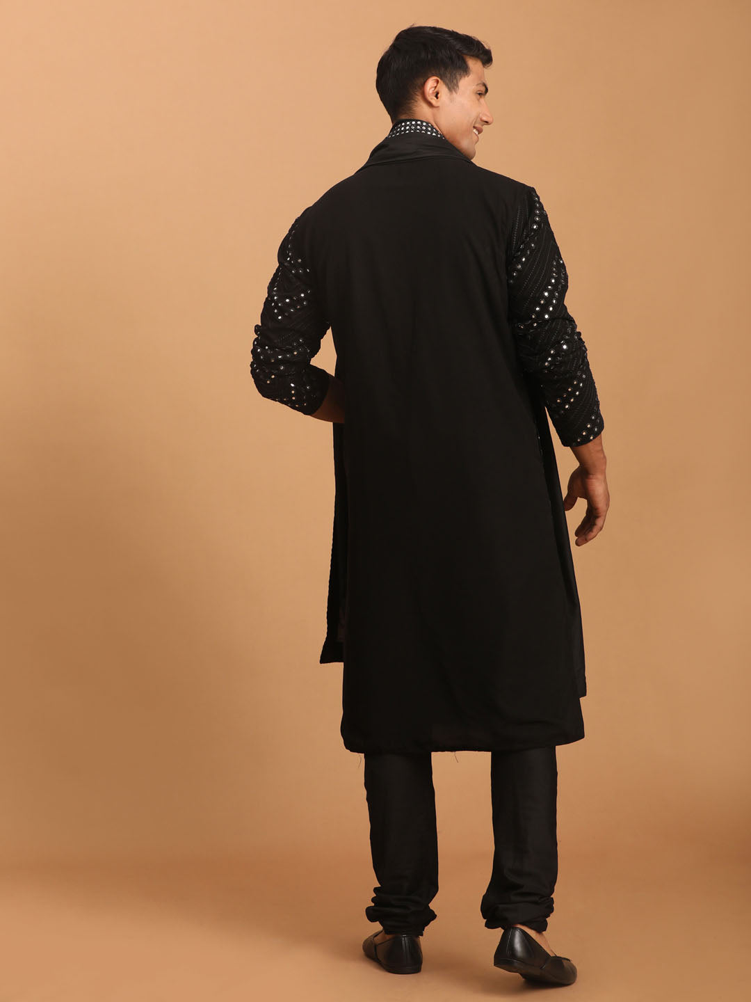 Shrestha by Vastramay Men's Black Georgette Kurta Pyjama Set - Distacart