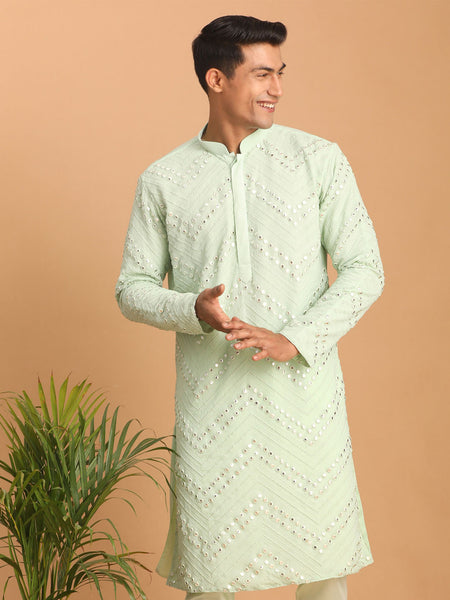 Shrestha by Vastramay Men's Aqua Georgette Kurta Pyjama Set - Distacart