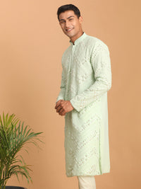 Thumbnail for Shrestha by Vastramay Men's Aqua Georgette Kurta Pyjama Set - Distacart