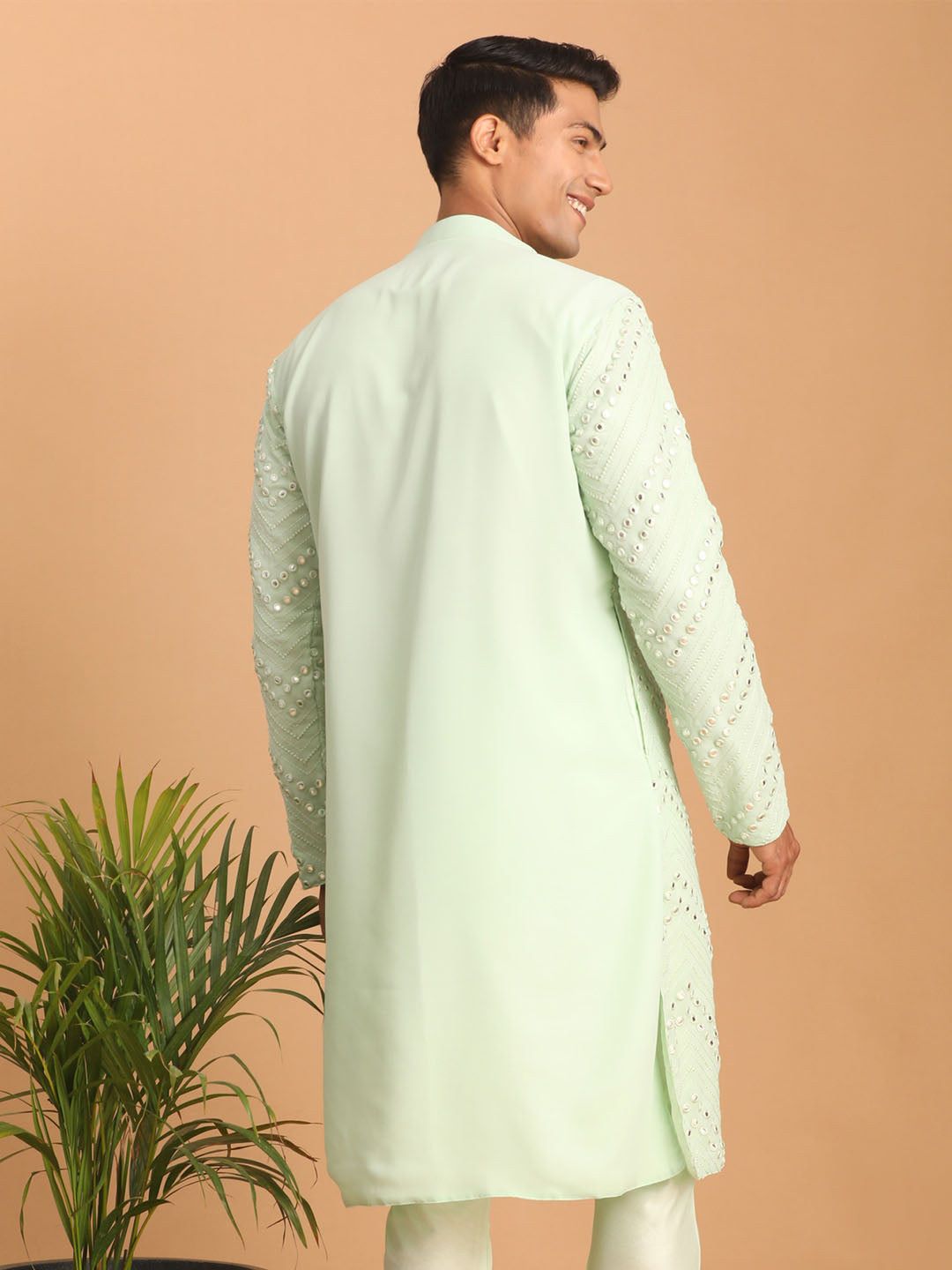 Shrestha by Vastramay Men's Aqua Georgette Kurta Pyjama Set - Distacart