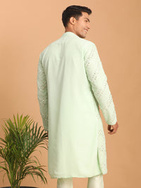 Thumbnail for Shrestha by Vastramay Men's Aqua Georgette Kurta Pyjama Set - Distacart