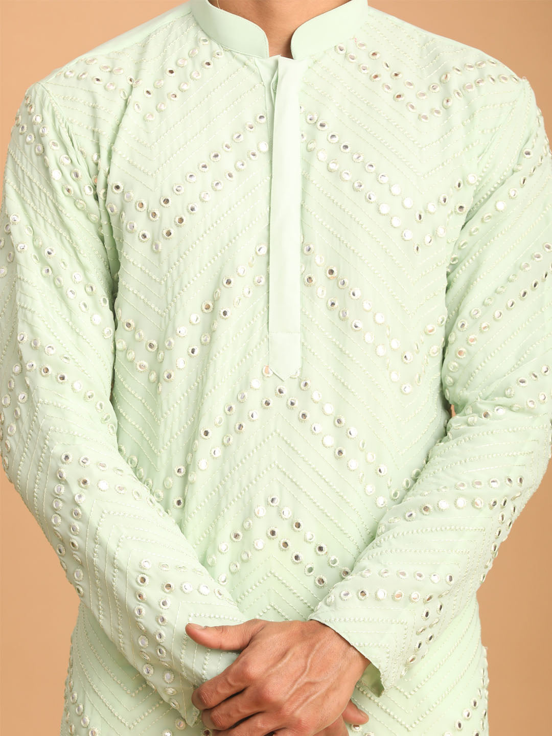 Shrestha by Vastramay Men's Aqua Georgette Kurta Pyjama Set - Distacart