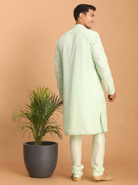 Thumbnail for Shrestha by Vastramay Men's Mint Green Georgette Kurta Pyjama Set - Distacart