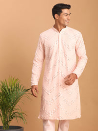 Thumbnail for Shrestha by Vastramay Men's Pink Georgette Kurta Pyjama Set - Distacart