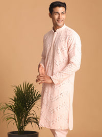 Thumbnail for Shrestha by Vastramay Men's Pink Georgette Kurta Pyjama Set - Distacart