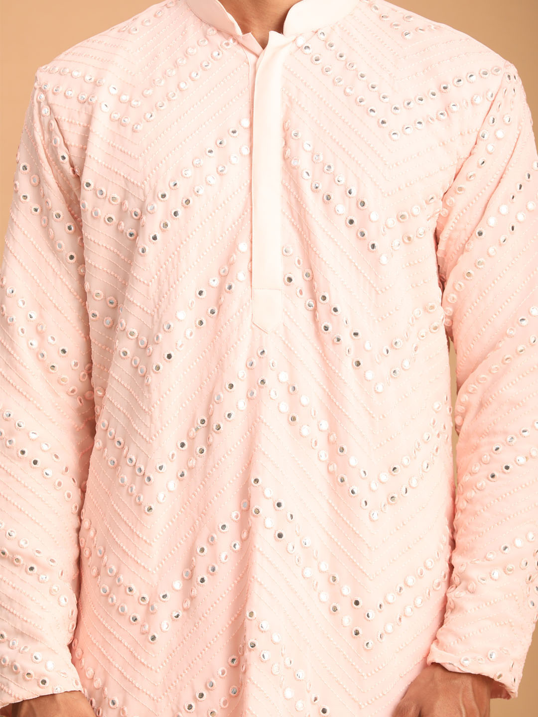 Shrestha by Vastramay Men's Pink Georgette Kurta Pyjama Set - Distacart